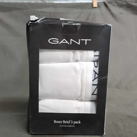 GANT BOXER BRIEFS 3-PACK – COTTON STRETCH, WHITE - SIZE L