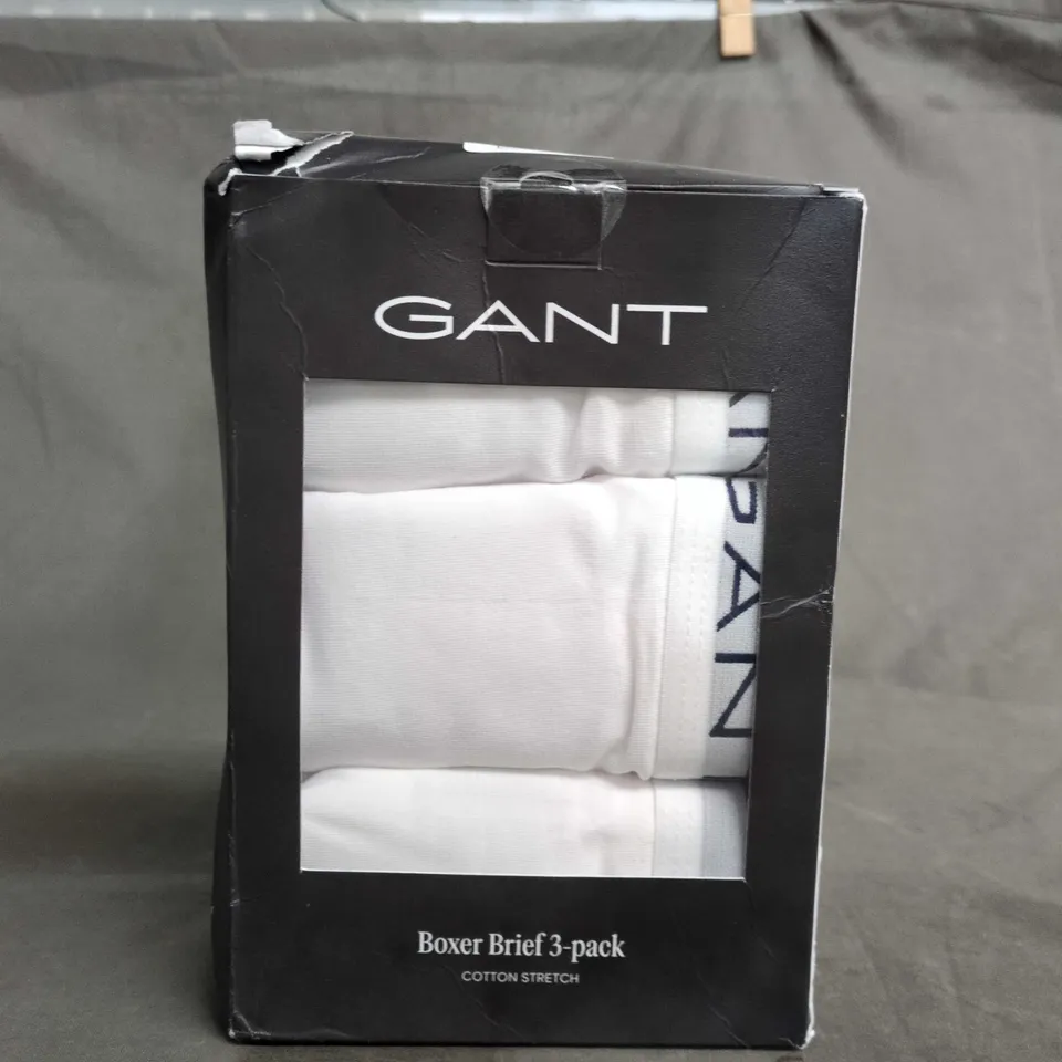 GANT BOXER BRIEFS 3-PACK – COTTON STRETCH, WHITE - SIZE L