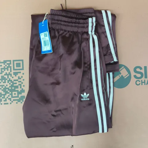 ADIDAS ADICOLOR SATIN WIDE LEG TRACK PANTS IN BROWN SIZE UK 10