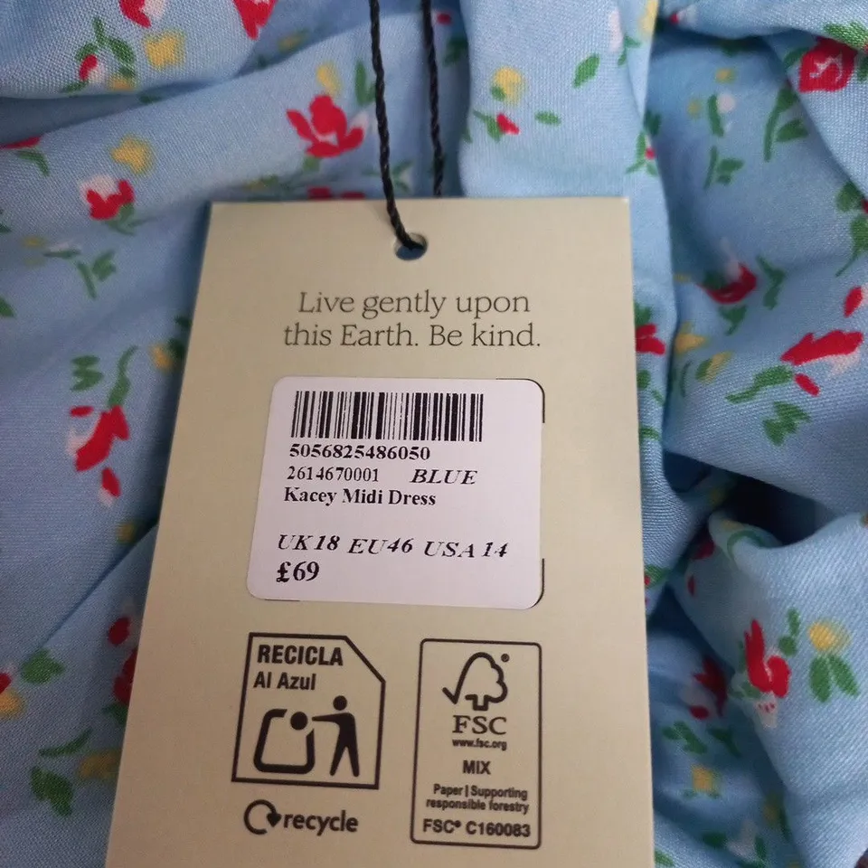 NOBODYS CHILD KACEY MIDI DRESS – BLUE FLORAL, UK 18
