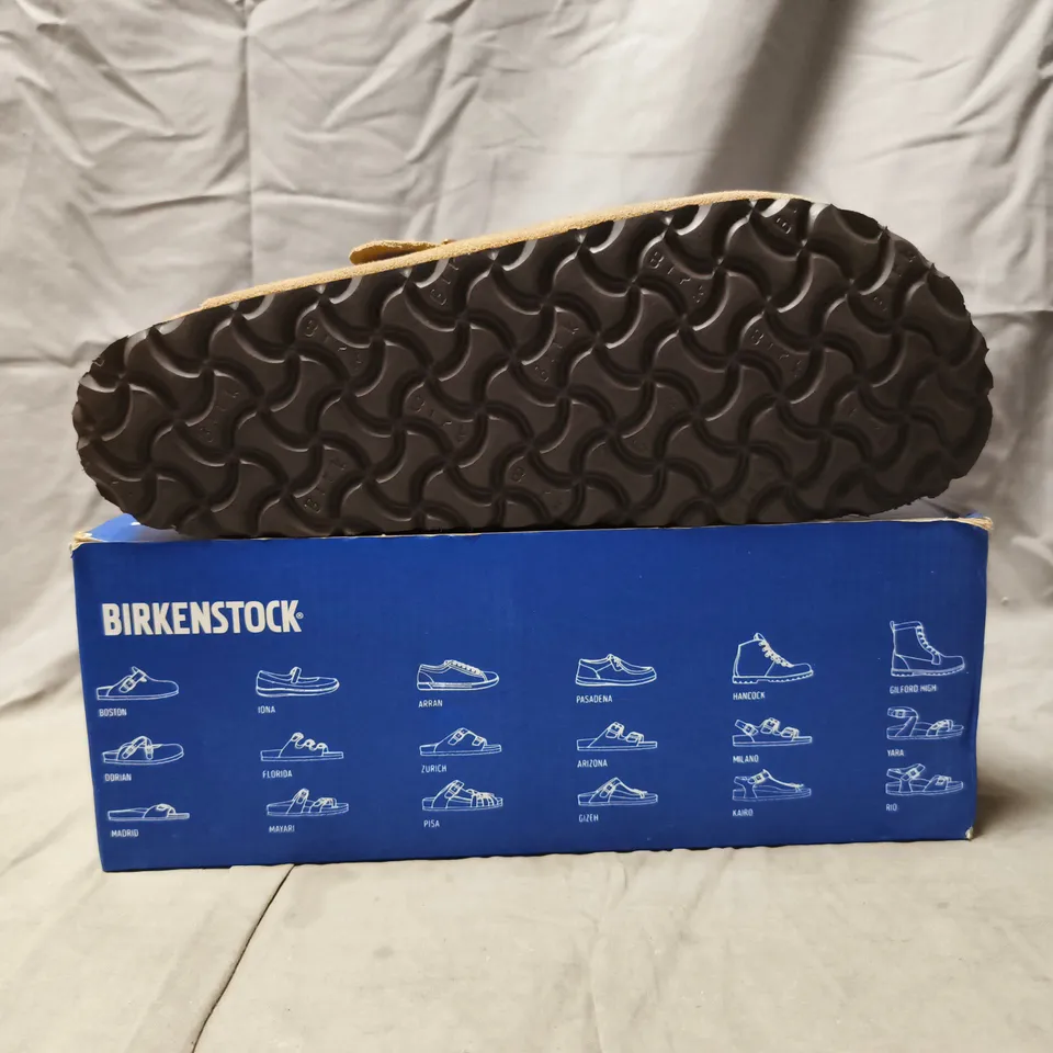BOXED PAIR OF BIRKENSTOCK BOSTON BS SHOES IN TAUPE SIZE EU 46
