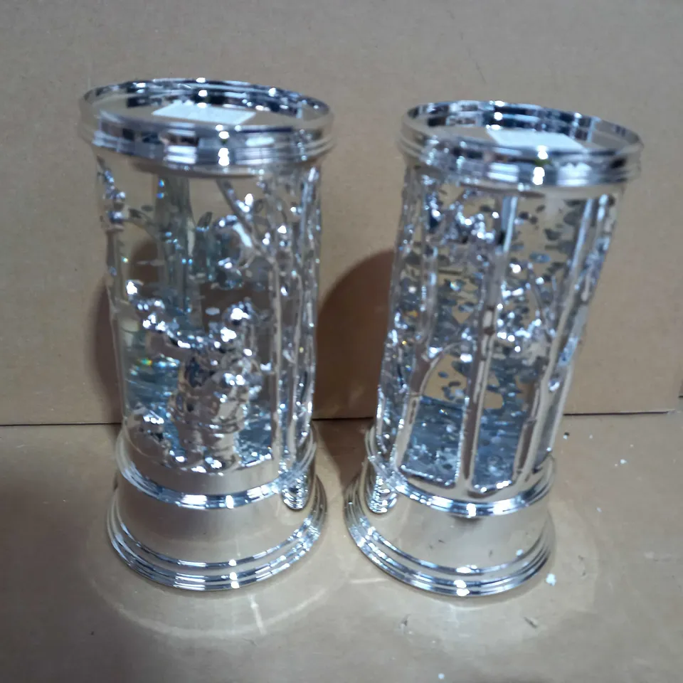 HOME REFLECTIONS SET OF 2 PRELIT SWIRLING GLITTER SCENIC PILLARS - SILVER