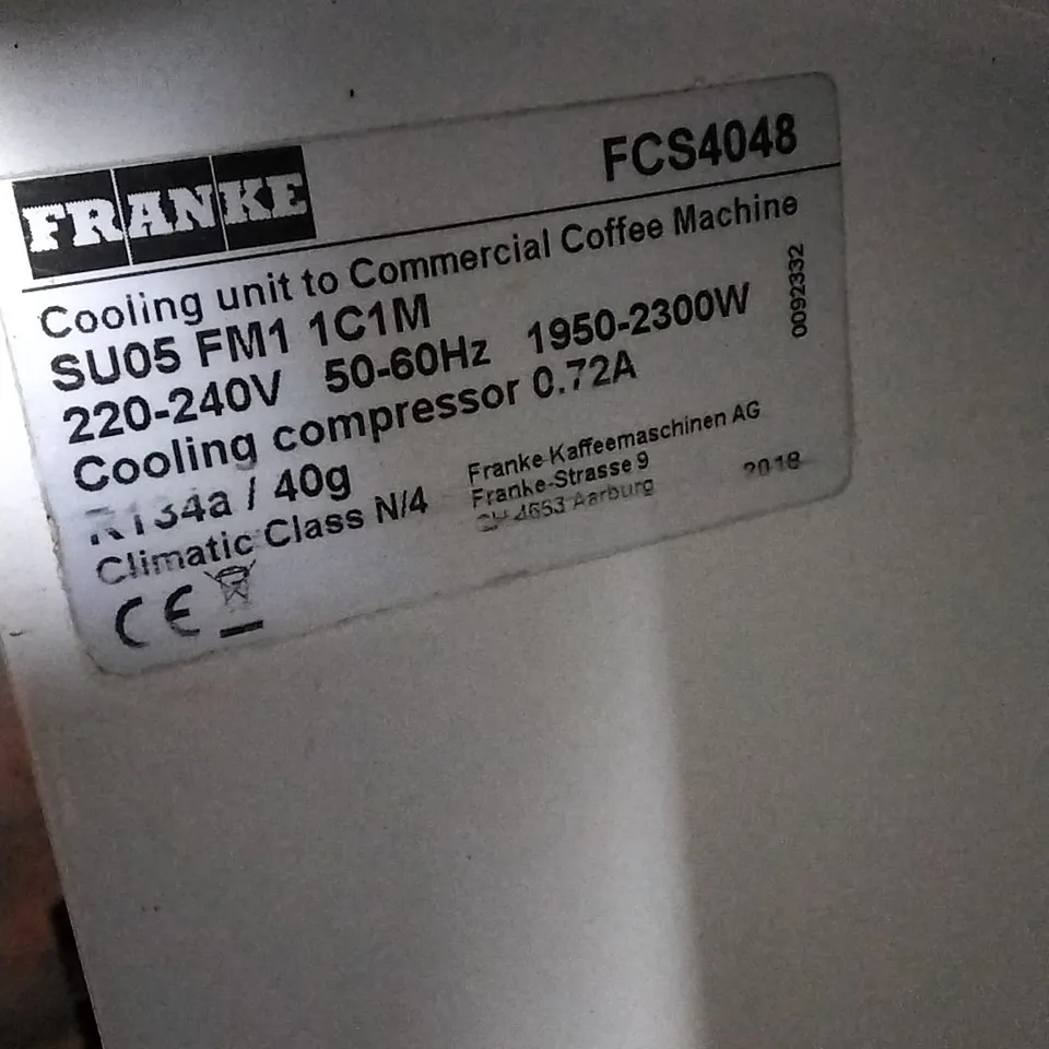 FRANKE FCS4048 COOLING UNIT TO COMMERCIAL COFFEE MACHINE