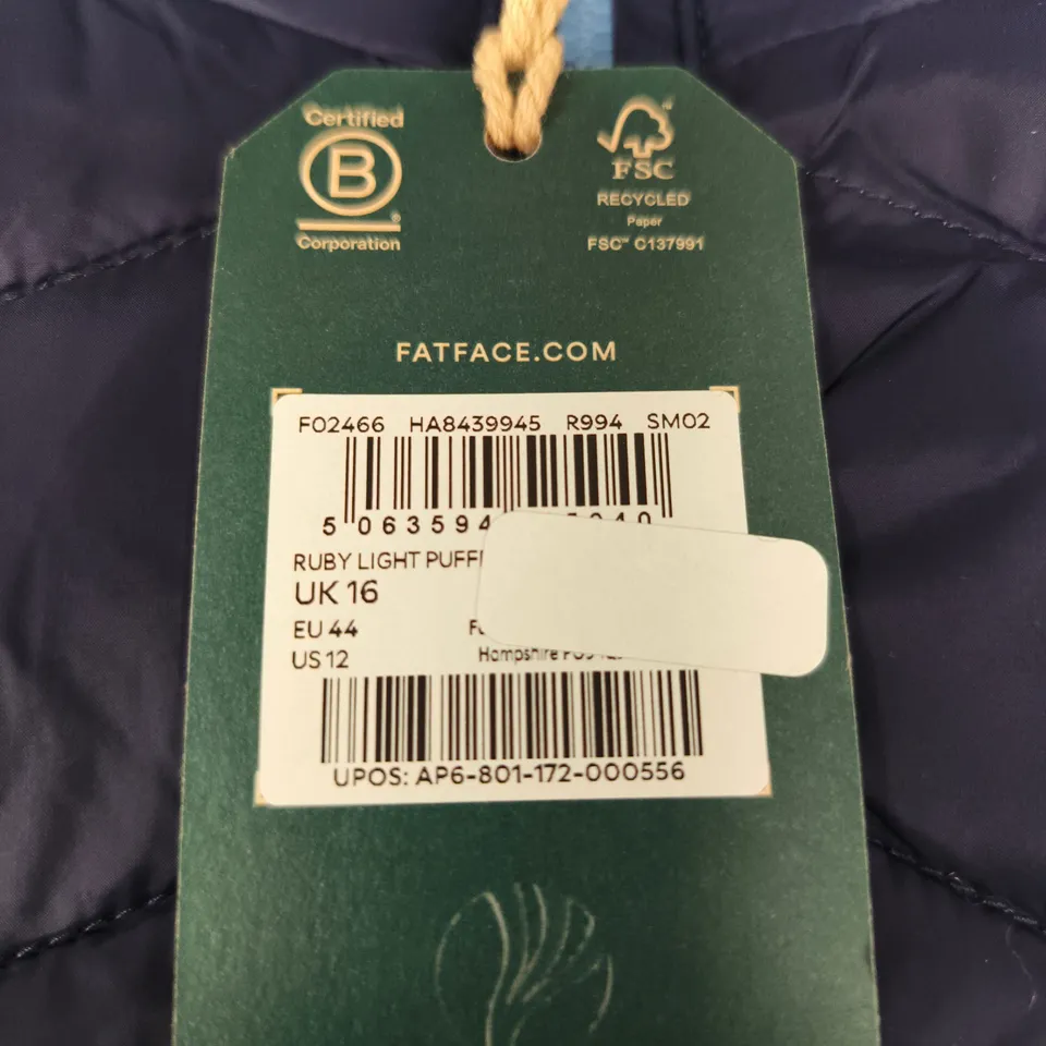 FATFACE RUBY LIGHT PUFF HOODED JACKET – UK 16 