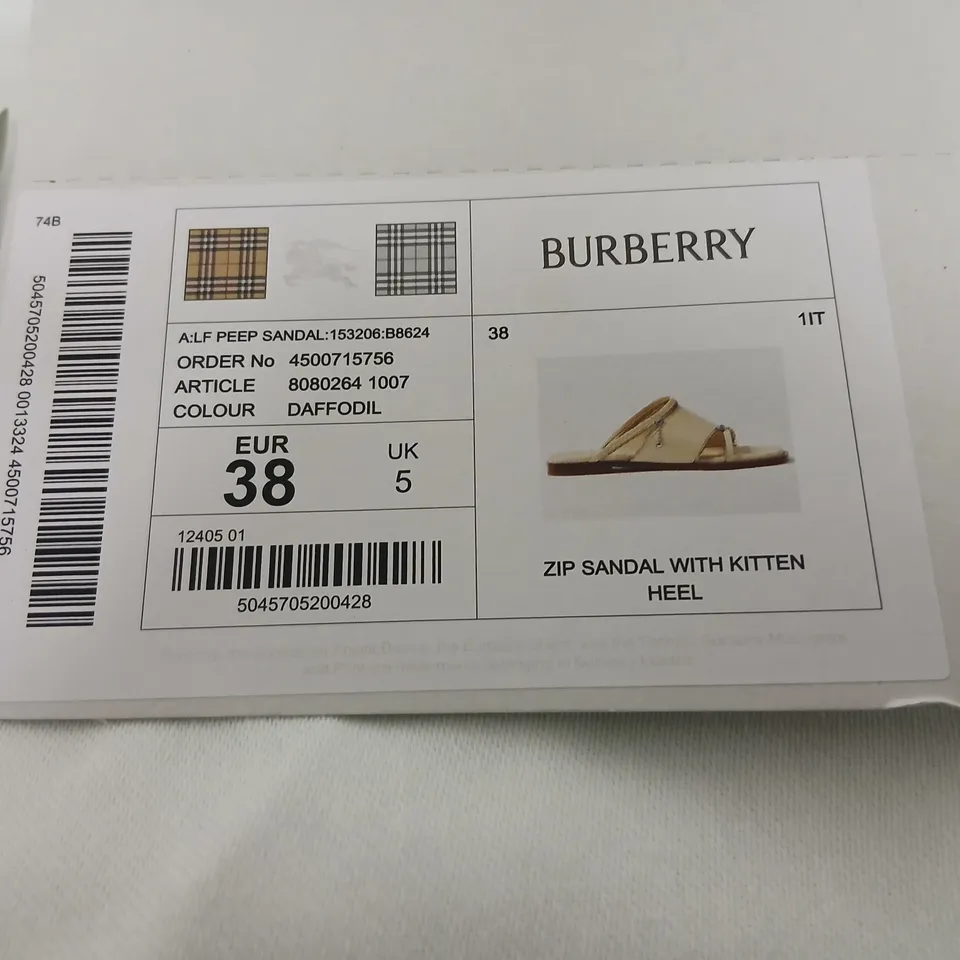 BURBERRY ZIP SANDAL WITH KITTEN HEEL – UK 5 (EU 38)