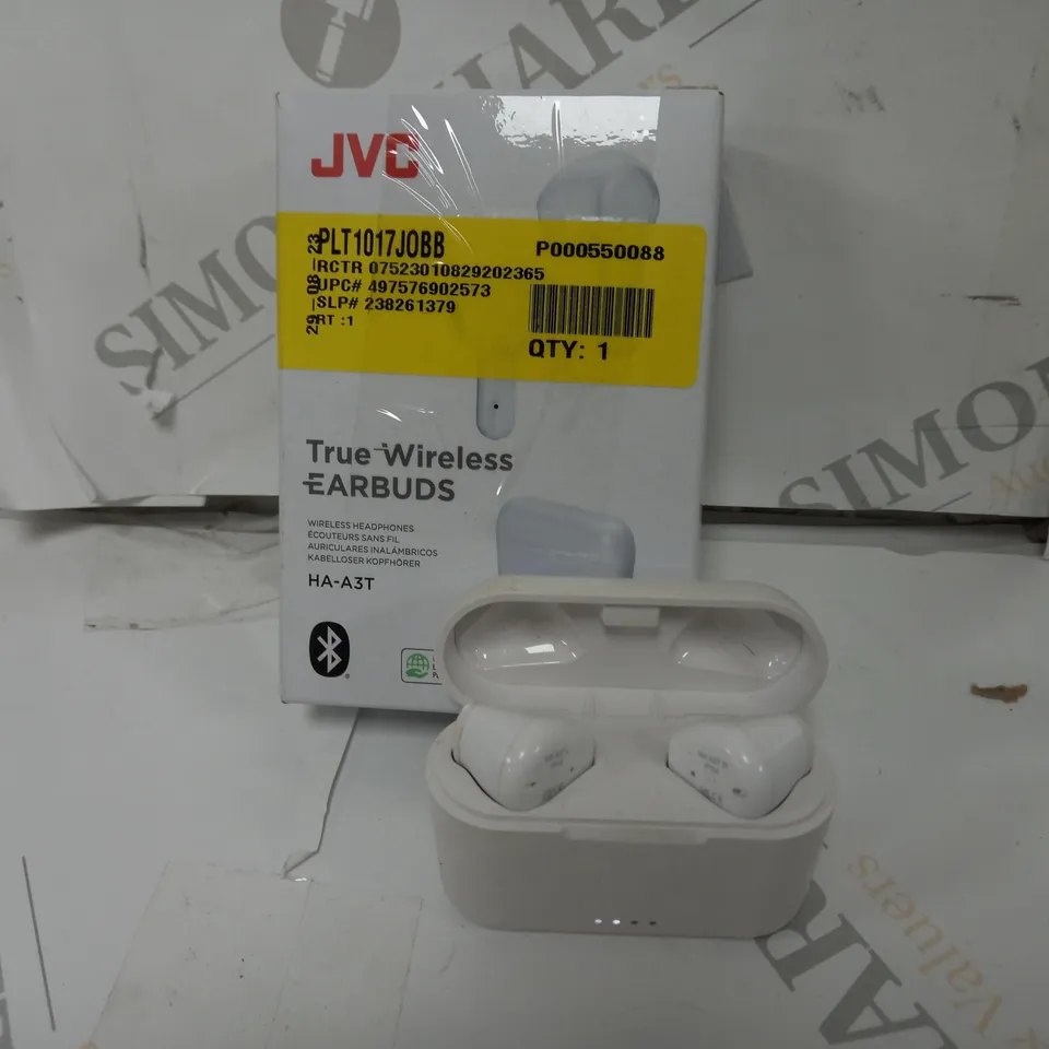 BOXED JVC TRUE WIRELESS EARBUDS IN WHITE