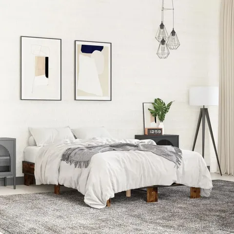 BOXED OTYLIE BED FRAME - 135CM DOUBLE, SMOKED OAK (1 BOX)
