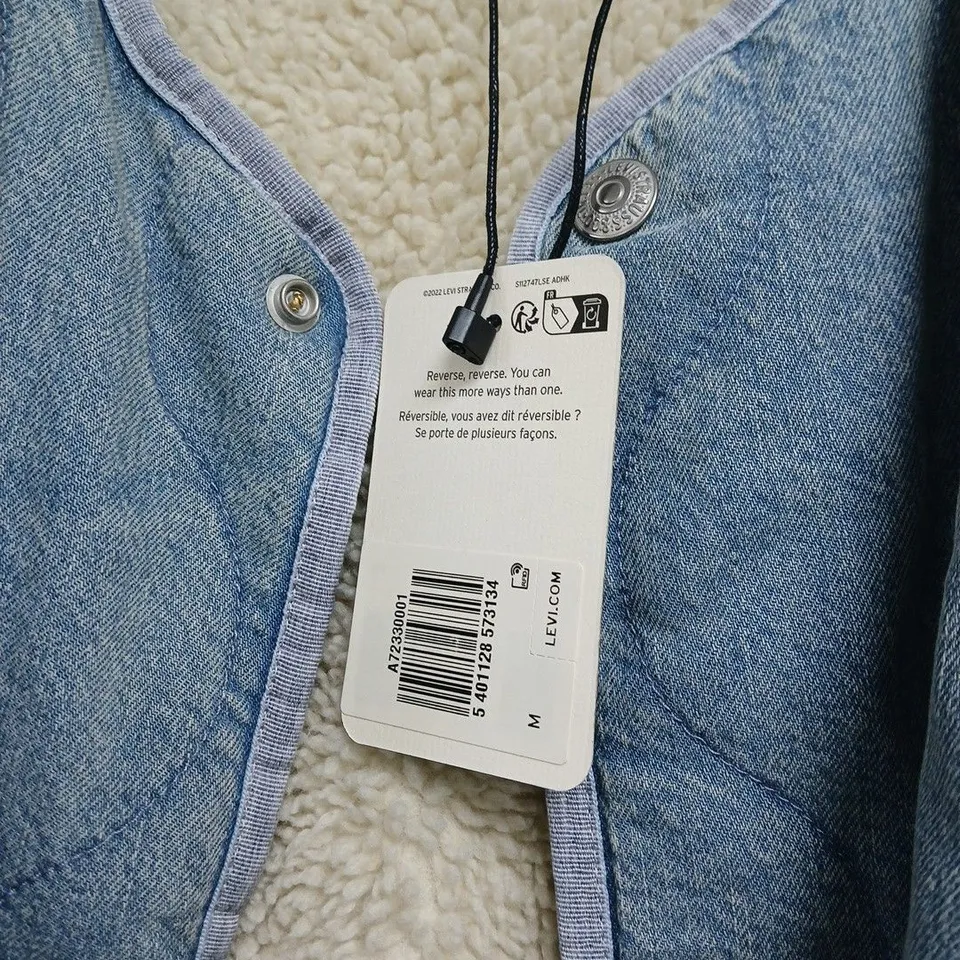 LEVI'S REVERSIBLE FLEECE JACKET – BLUE, SIZE M