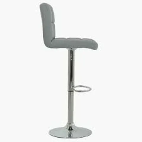 BOXED CUBAN FAUX LEATHER SWIVEL BAR STOOL WITH CHROME BASE - GREY (1 BOX)