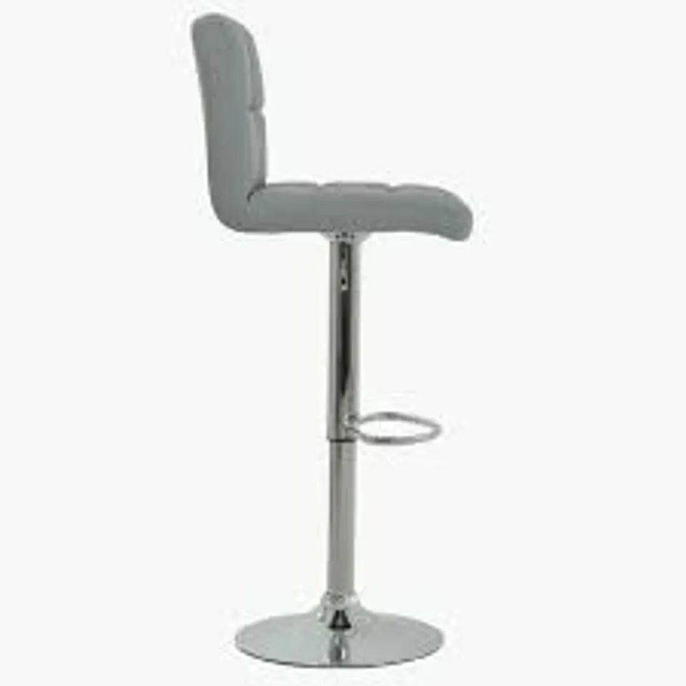 BOXED CUBAN FAUX LEATHER SWIVEL BAR STOOL WITH CHROME BASE - GREY (1 BOX)