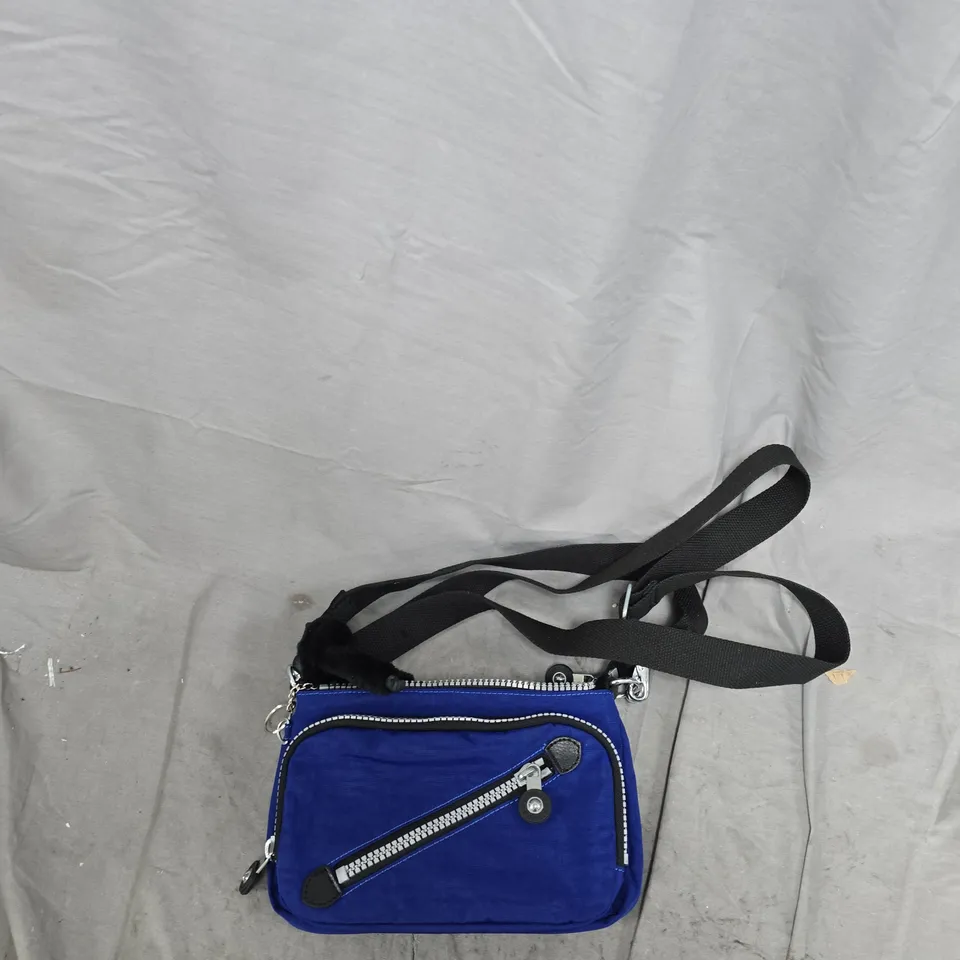 KIPLING BLUE CROSSBODY BAG WITH MONKEY KEYCHAIN