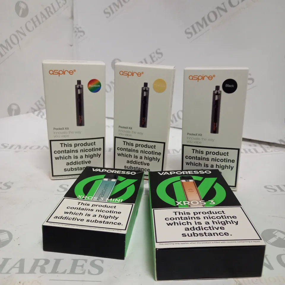 5 ASSORTED VAPE PRODUCTS INCLUDING: VAPORESSO, ASPIRE