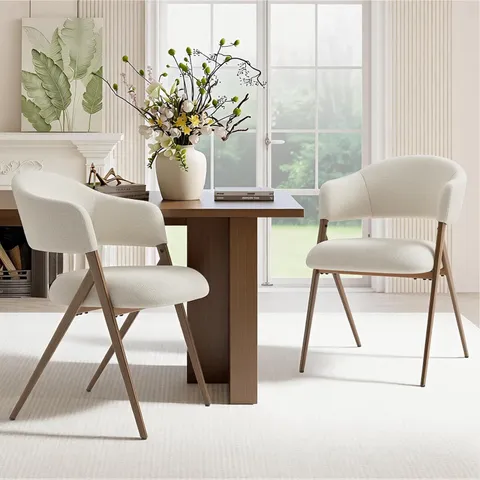 BOXED COLAMY DINING CHAIRS SET OF 2 WITH 135° RECLINE & 18.9" WIDE SEAT - BEIGE