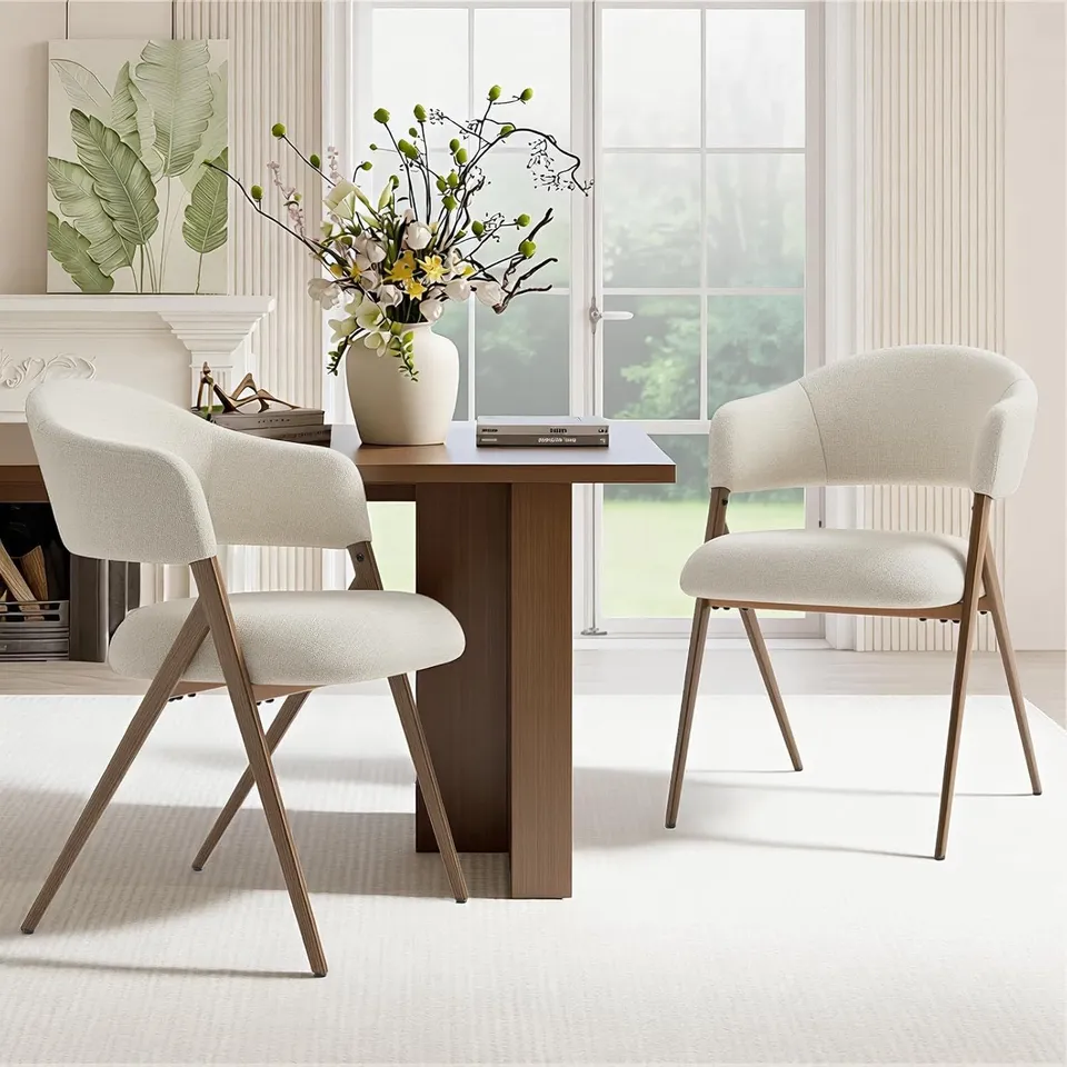 BOXED COLAMY DINING CHAIRS SET OF 2 WITH 135° RECLINE & 18.9" WIDE SEAT - BEIGE