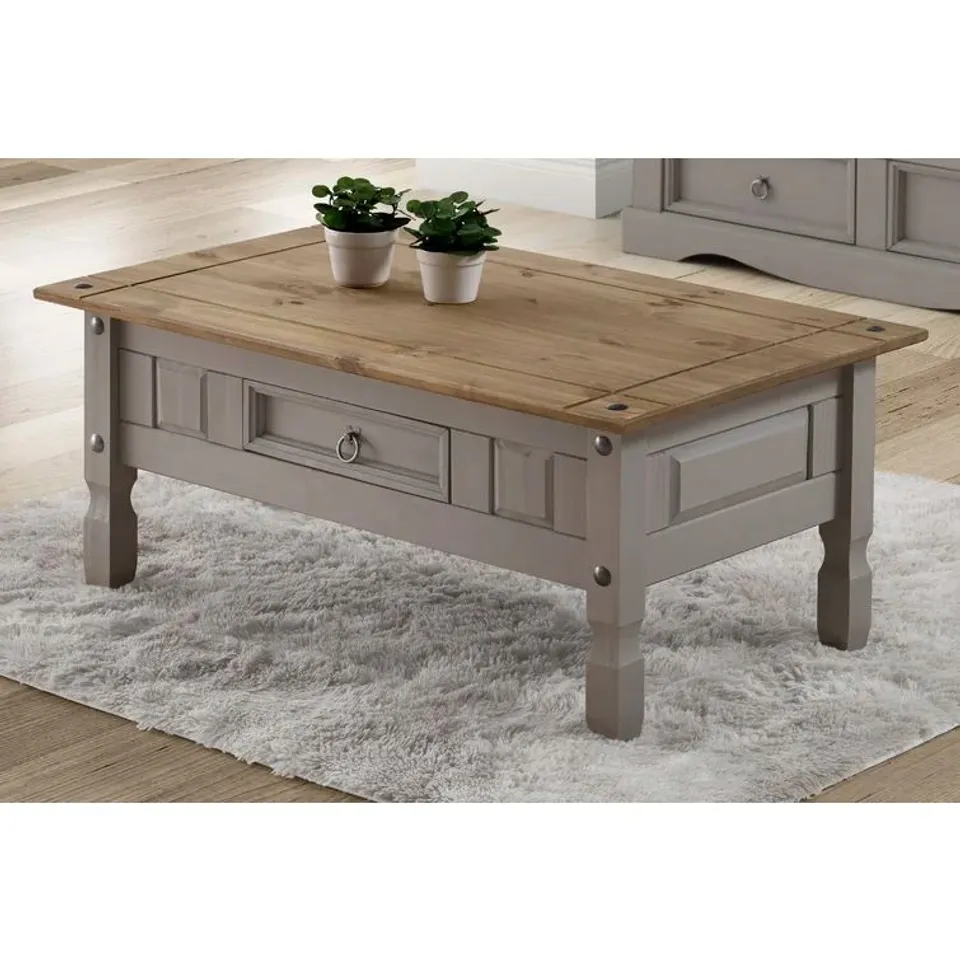 BOXED PALMEA SOLID WOOD COFFEE TABLE WITH STORAGE (1 BOX)