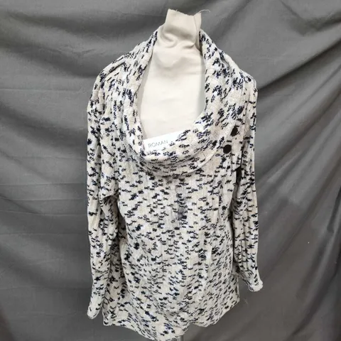 ROMAN CHENILLE COWL-NECK JUMPER – CREAM/BLACK SPECKLE