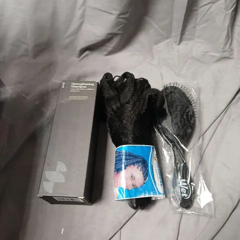 APPROXIMATELY 20 ASSORTED HEALTH AND BEAUTY PRODUCTS TO INCLUDE - strengthening shampoo a brush and redken conditioner  