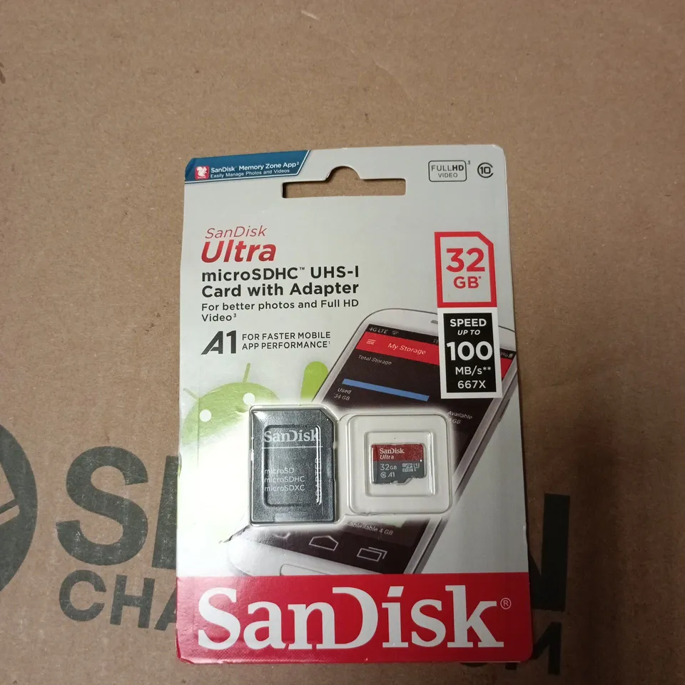 SANDISK ULTRA MICROSDHC UHS-I CARD WITH ADAPTER – 32GB (CLASS 10, A1)