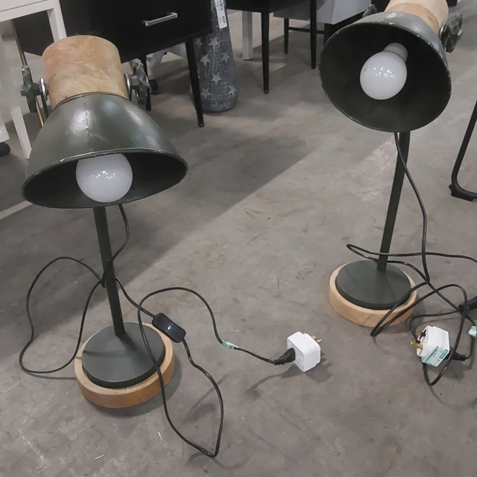 SET OF 2 DESIGNER INDUSTRIAL STYLE TABLE LAMPS 