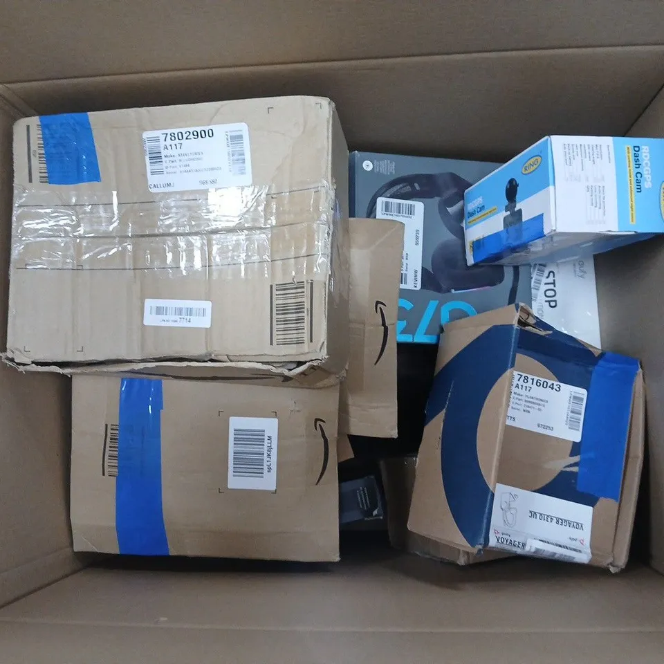 APPROXIMATELY 10 ASSORTED HEAVILY USED ELECTRICAL PRODUCTS TO INCLUDE LOGITECH G733 HEADSET, RING DASH CAM, JABRA EVOLVE 65, ETC