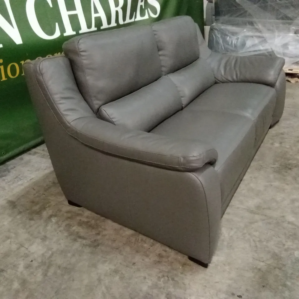 QUALITY DESIGNER ITALIAN MADE DEGANO 3 SEATER LEATHER SOFA - ANTHRACITE 