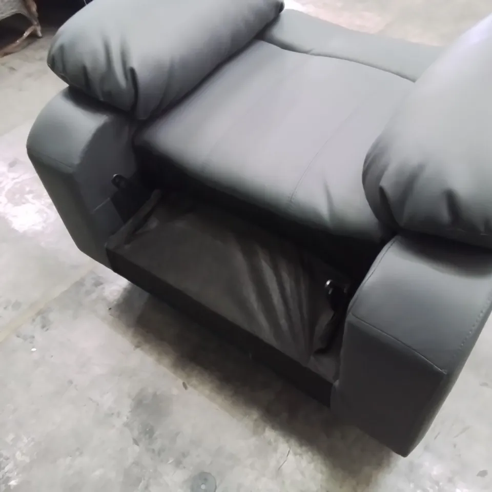 DESIGNER MANUAL RECLINING CHAIR BASE GREY LEATHER 