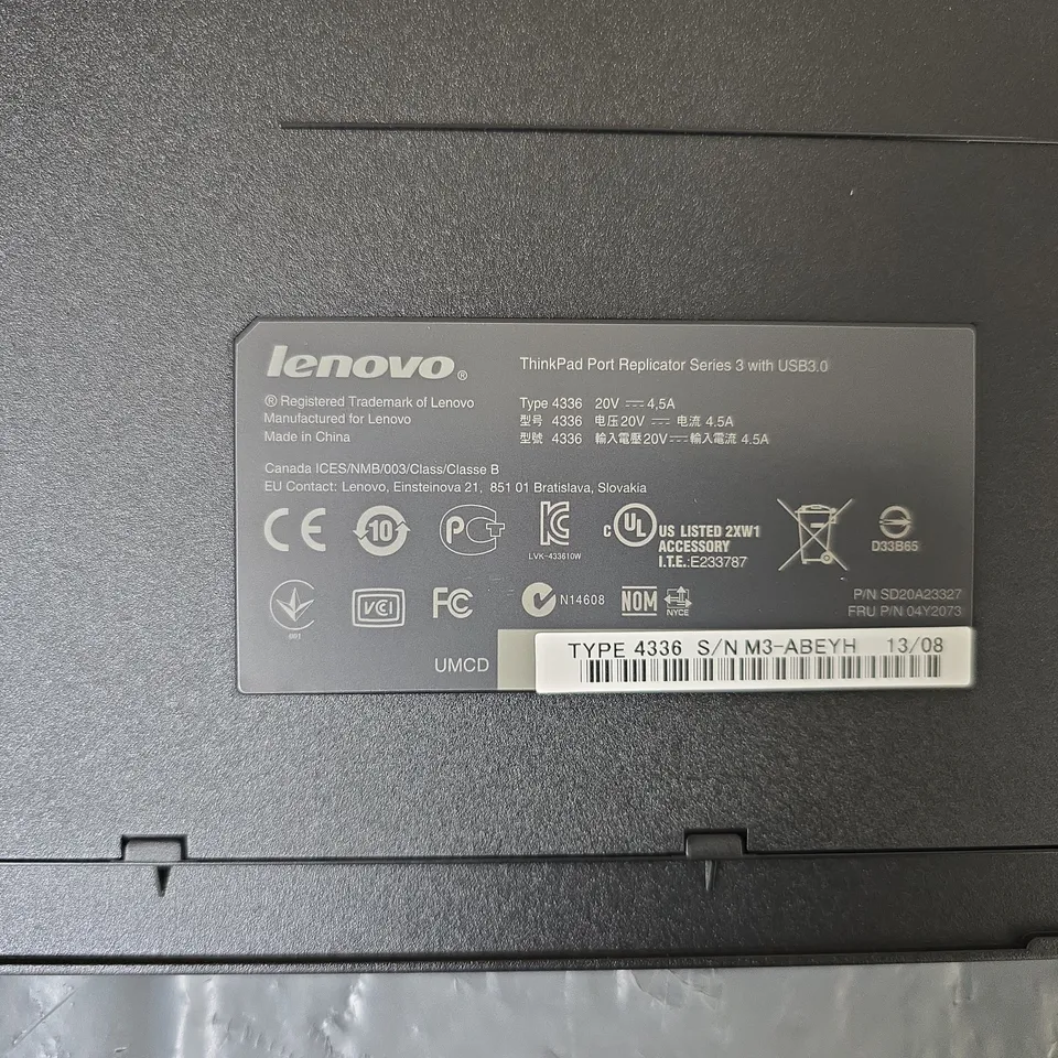 LENOVO THINKPAD PORT REPLICATOR SERIES 3 USB 3.0 DOCKING STATION – TYPE 4336