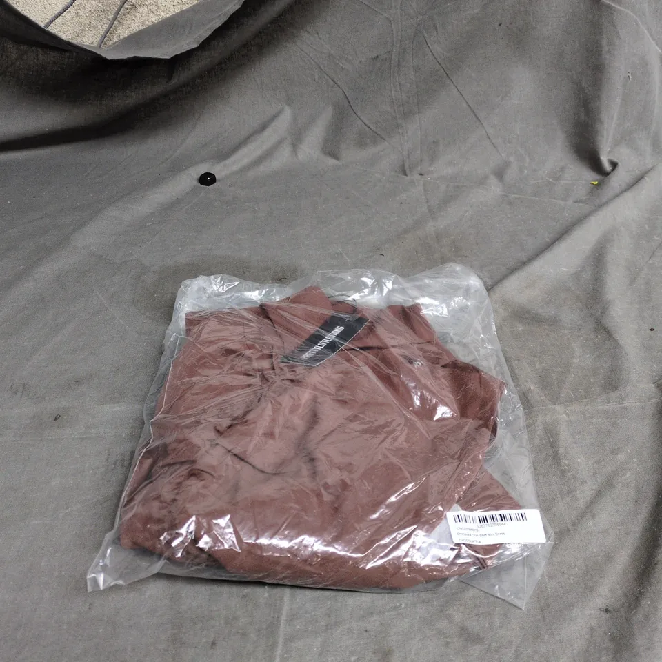 PRETTYLITTLETHING CHOCOLATE TRIM SHIFT MINI DRESS SIZE 4 BAGGED