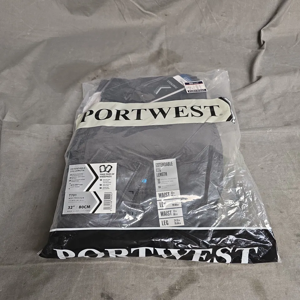 PORTWEST WX3 TROUSERS IN METAL GREY WITH KNEEPADS SIZE 32" REGULAR