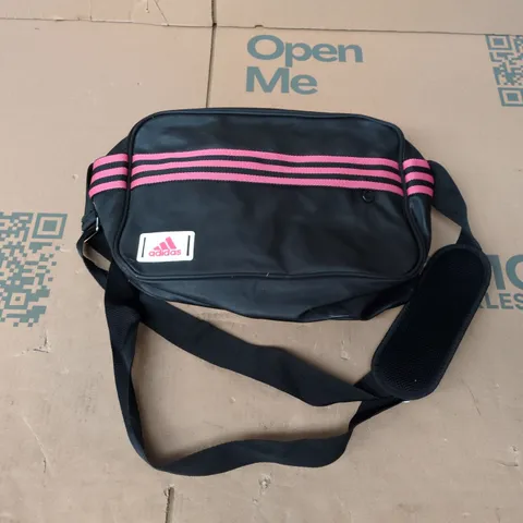 ADIDAS CROSSBODY BAG – BLACK WITH PINK STRIPE DETAIL