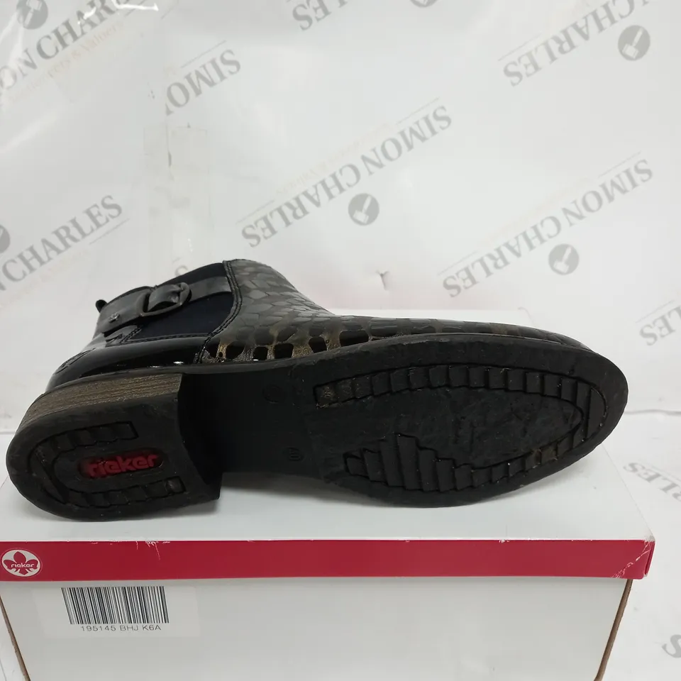 BOXED RIEKER METALLIC ANKLE BOOTS, BRONZE - SIZE 6.5