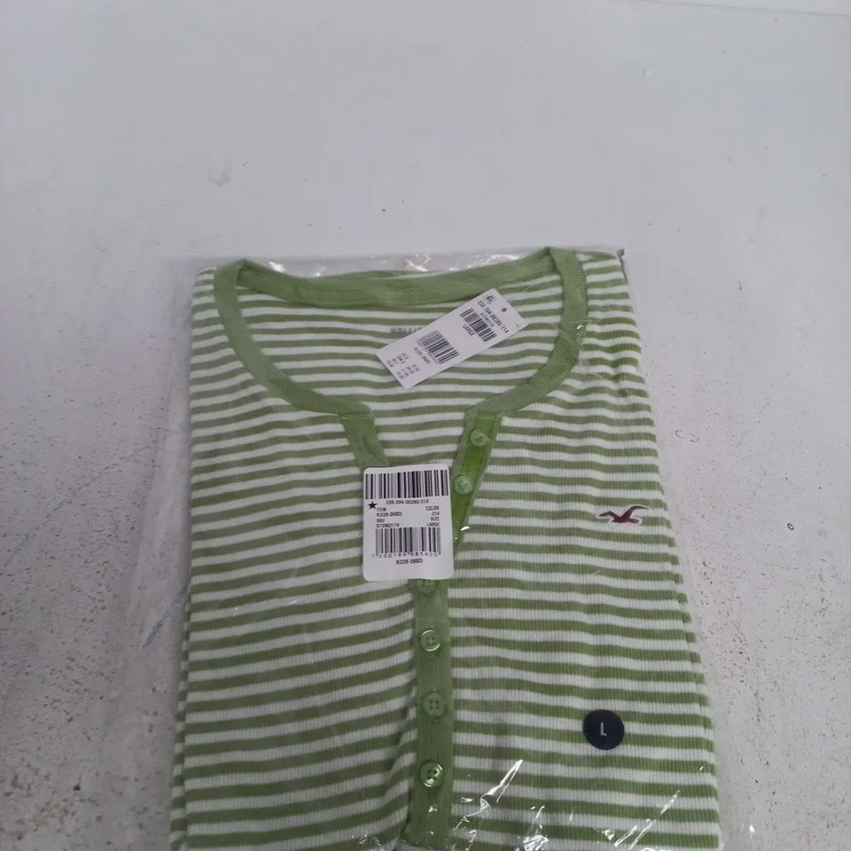 BAGGED HOLLISTER MEN'S STRIPED KNIT CARDIGAN- LARGE 