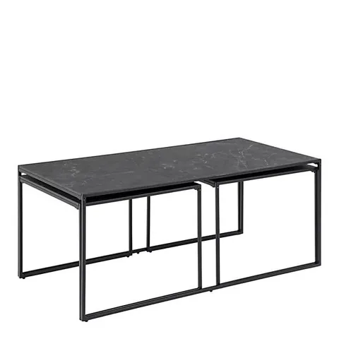 BOXED INFINITY SQUARE/COFFEE TABLE SETIN MATT BLACK SET OF 3