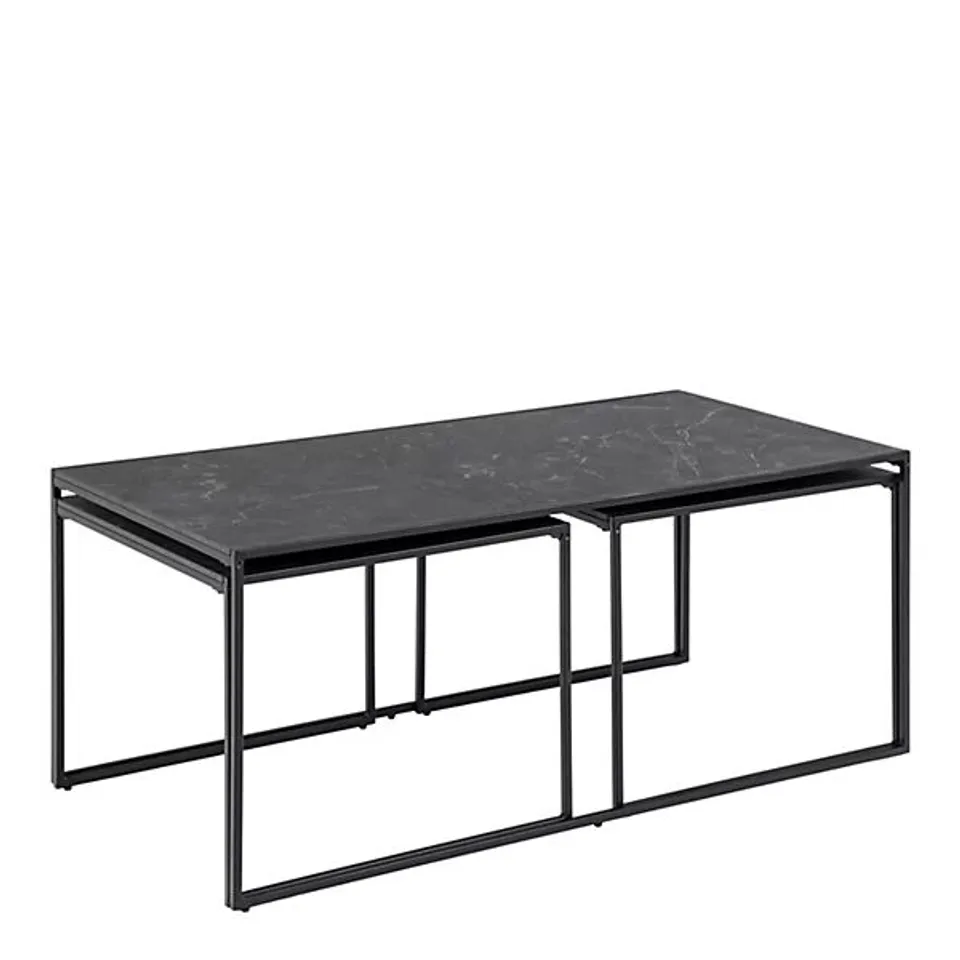 BOXED INFINITY SQUARE/COFFEE TABLE SETIN MATT BLACK SET OF 3