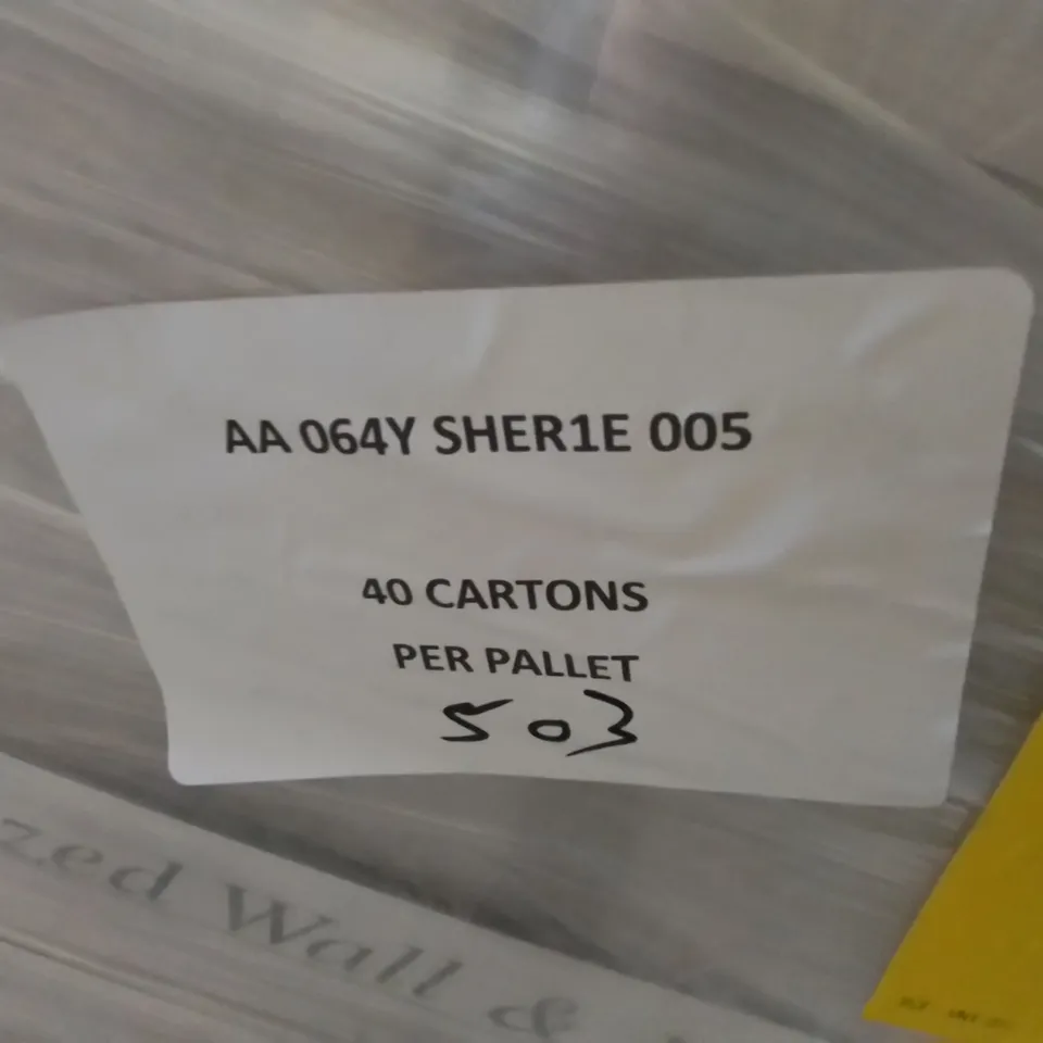 PALLET TO CONTAIN APPROXIMATELY 40 X PACKS OF JOHNSON SHERWOOD HAZE GLAZED WALL & FLOOR TILES - 5 TILES PER PACK // TILE SIZE: 597 X 297 X 11MM