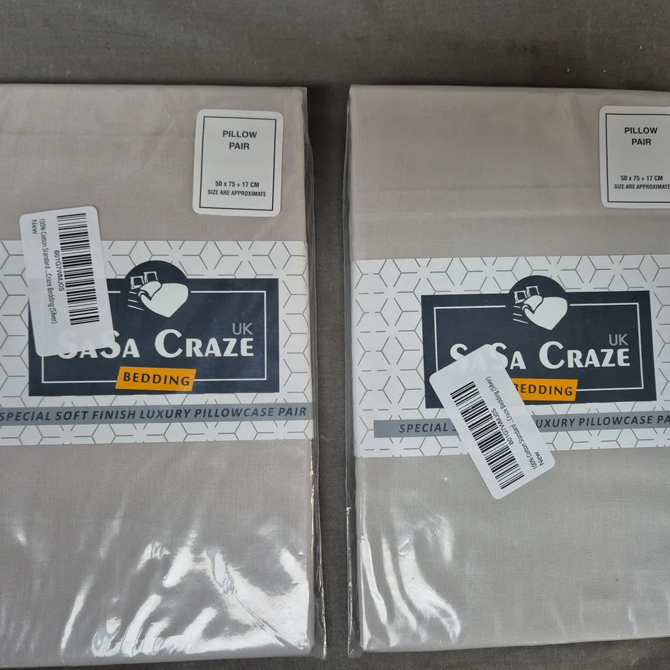 BOX OF APPROXIMATELY 10 ASSORTED SASA CRAZE PILLOWCASE PAIRS IN VARIOUS COLOURS, ETC