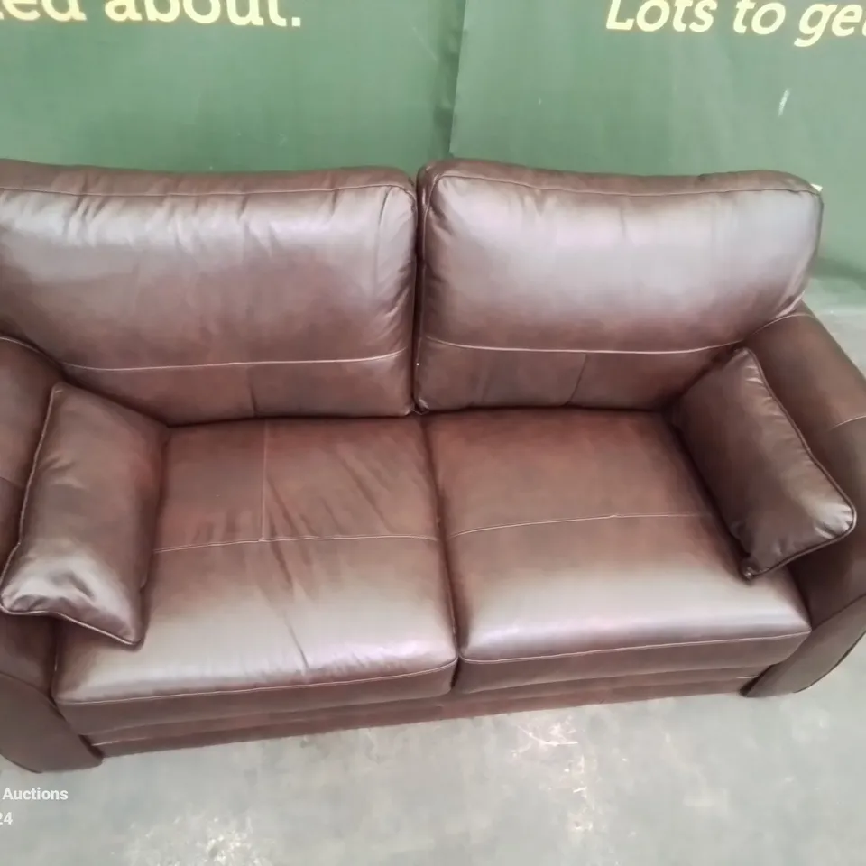 QUALITY DESIGNER CHESTNUT ITALIAN LEATHER VANTAGE 3 SEATER SOFA  RRP £999