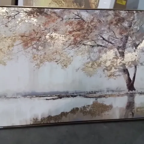 BOXED GILDED OAK FRAME CANVAS ART