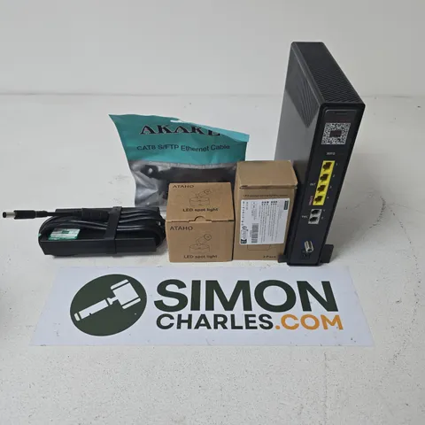 APPROXIMATELY 8 ASSORTED HOUSEHOLD ITEMS TO INCLUDE LED SPOT LIGHT, AKAKE ETHERNET CABLE, FLASHLIGHTS, ETC