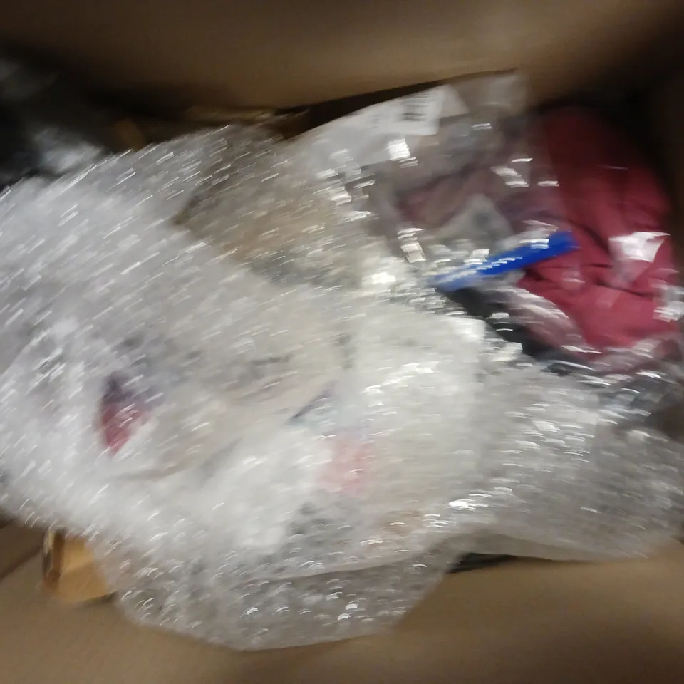 BOX OF APPROXIMATELY 5 ASSORTED ITEMS TO INCLUDE - REVLON HAIRDRYER , BOPIT , HEM T-SHIRT ETC