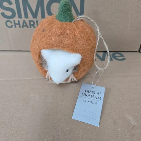 6 X GISELA GRAHAM MOUSE IN SMALL PUMPKIN HANGING ORNAMENTS