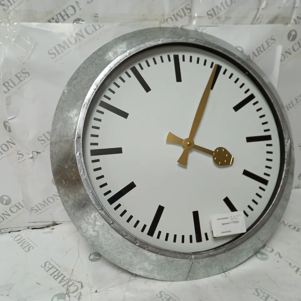 LARGE OUTDOOR GALVANISED STEEL CLOCK - WHITE FACE