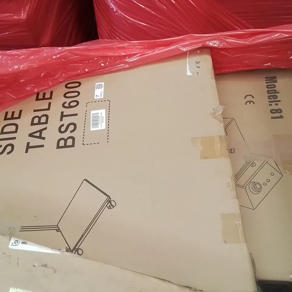 PALLET CONTAINING ASSORTED ITEMS INCLUDING: ELECTRIC FRYER, LED CEILING LIGHT, SIDE TABLE, LAPTOP TABLE ECT