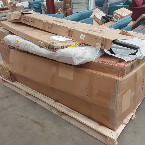 PALLET OF ASSORTED INCOMPLETE FURNITURE PARTS AND PIECES