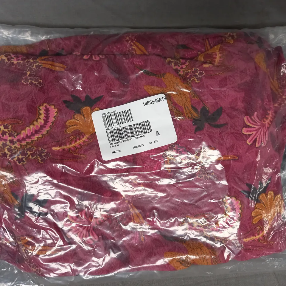 WHITE STUFF MID SKIRT IN PLUM MULTI SIZE 10