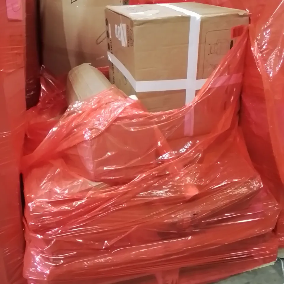 PALLET OF ASSORTED HOUSEHOLD GOODS AND PRODUCTS TO INCLUDE;AUTOMATIC CAT LITTER BOX,LADDER,DUMBBELLS