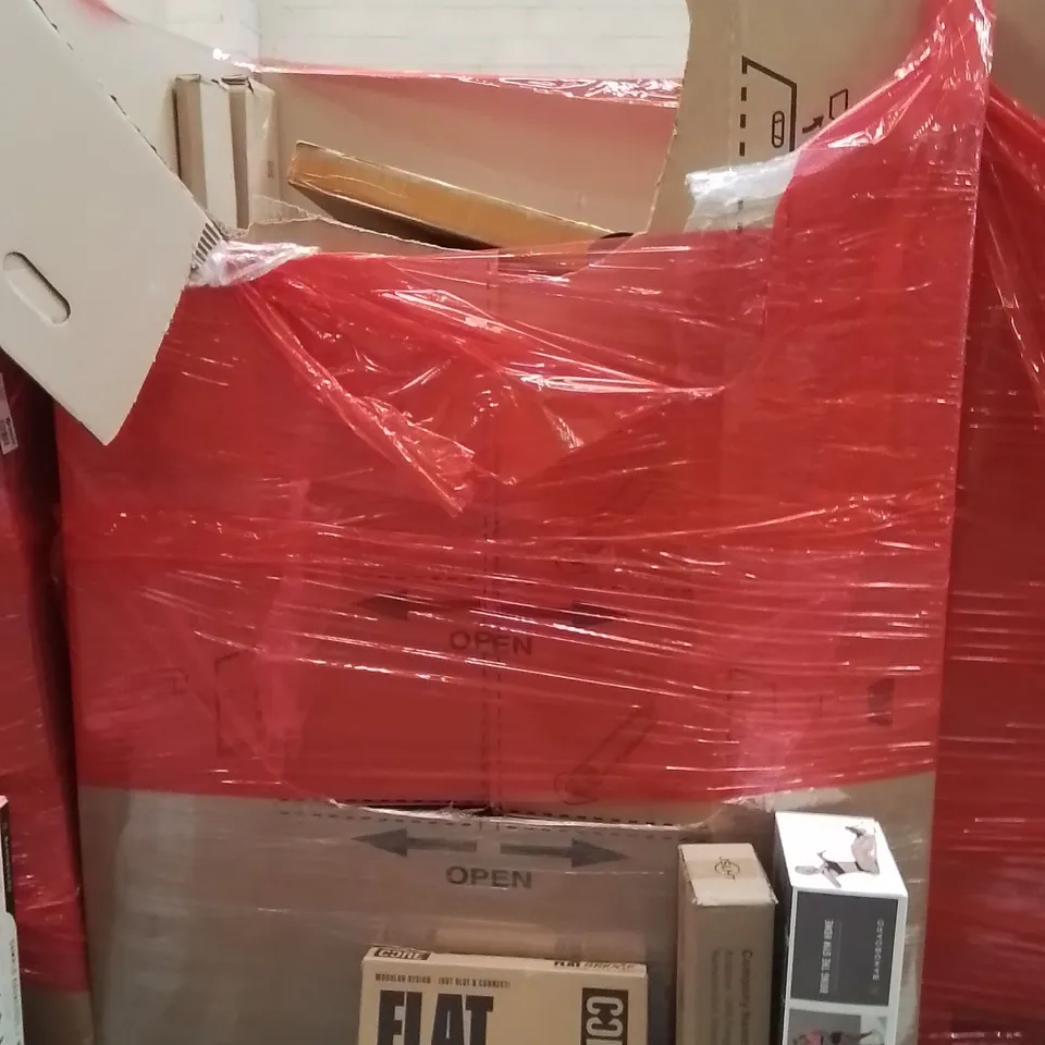 PALLET OF ASSORTED HOUSEHOLD GOODS AND PRODUCTS TO INCLUDE;LED MIRROR LIGHT,FLAT BRIDGE,RESISTANCE BANDS