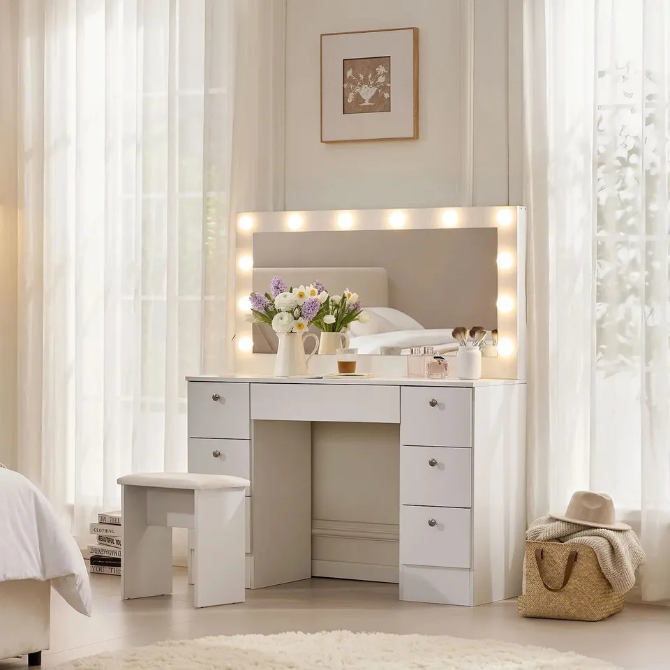 BOXED CLIPOP MODENA HOLLYWOOD WHITE DRESSING TABLE (2 BOXES)