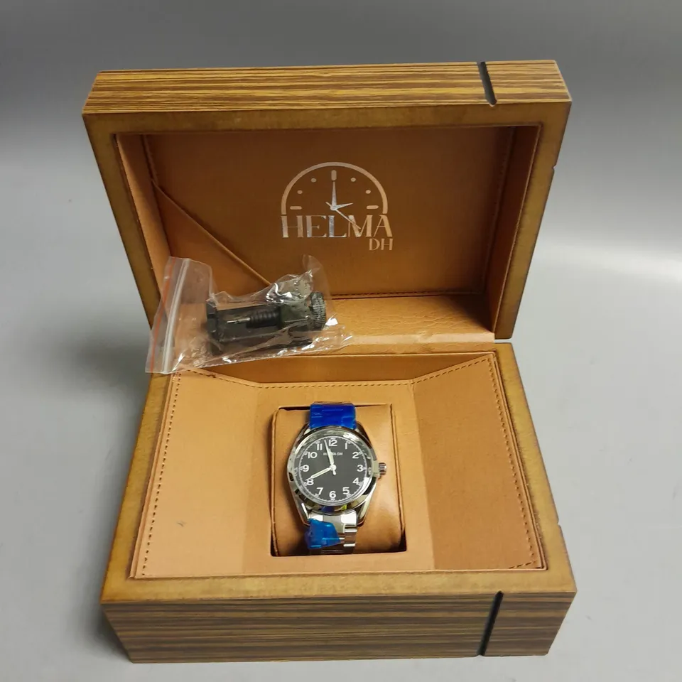 BOXED HELMA DH GENTS STAINLESS STEEL WRISTWATCH