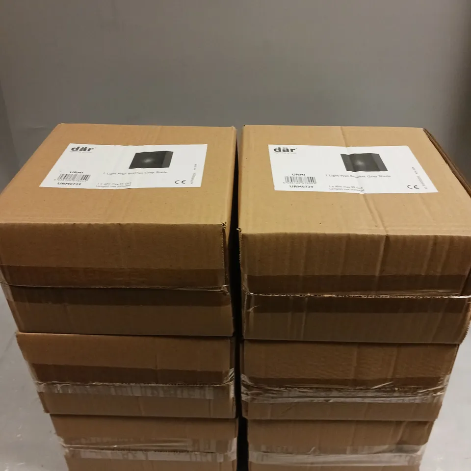 6 X BRAND NEW BOXED DAR LIGHTING URMI LIGHT WALL BRACKET WITH GREY SHADE